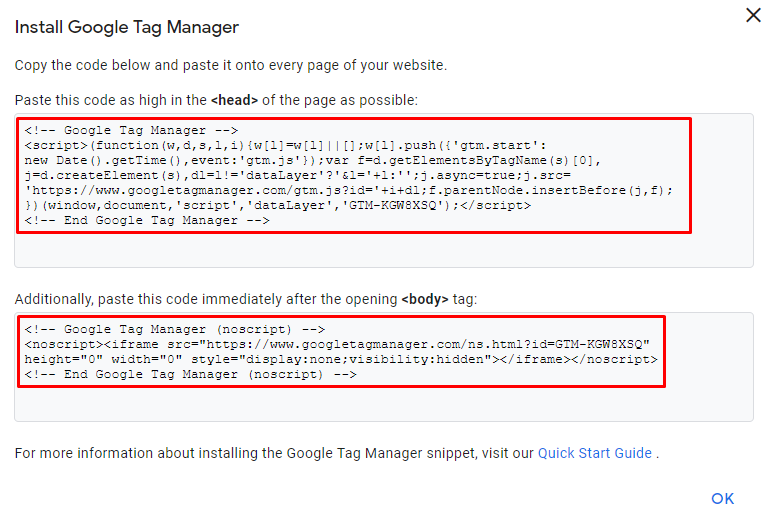 Installér din Google Tag Manager kode
